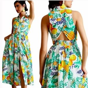 Anthropologie Maeve Lemon Midi Shirt Cotton Dress Size MP